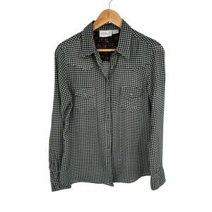 Lola P Womens Long Sleeve Houndstooth Button Up Shirt Size Medium